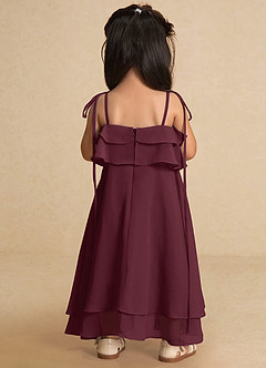 Azazie Temi Flower Girl Dresses Cabernet A-Line Spaghetti Strap Chiffon Dress image9