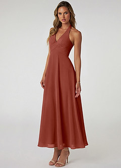 Azazie Tessie Suknie dla druhen Linia A Pofałdowany Szyfon Długość kostki Sukienka image3