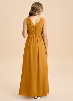 Azazie Skyla Junior Vestido Caramelo de Chiffon de Linha A com Plissado image2