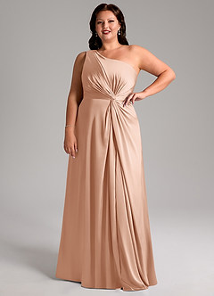 Azazie Brooke Brautjungfernkleider A-Linie One-Shoulder Stretch-Satin Kleid Roségold image12