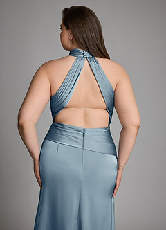 Azazie Gracelynn Abiti da Damigella Abito Tubino in Raso Elasticizzato Plissettato Blu Polveroso image15