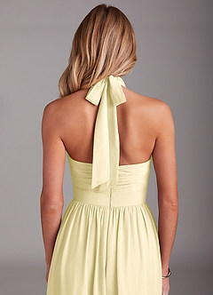 Azazie Avary Bridesmaid Dresses Lemon Sorbet A-Line Pleated Chiffon Dress image7