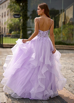 Spitze Purple Sheer Lace Prom Dress image2