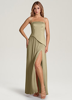 Azazie Tierney Abiti da Damigella Abito Convertibile A-Line in Chiffon Senza Cinturino Verde Muschio image3