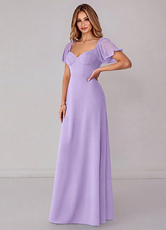 Azazie Fatima Bridesmaid Dresses Lilac A-Line with Pockets Chiffon Dress image4