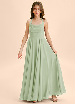 Azazie Kady Junior Klä av A-Line i Chiffong Älskling Halsringning image3