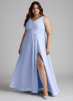 Azazie Karina Bridesmaid Dresses Ice A-Line Pleated Chiffon Dress image11