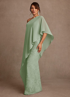Azazie Wilma Mother of the Bride Dresses Dusty Sage Sheath One Shoulder Floral Burnout Dress image2