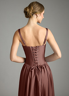 Azazie Evadina Suknie dla druhen Linia A Gorset Satyna elastyczna Do ziemi Sukienka image6