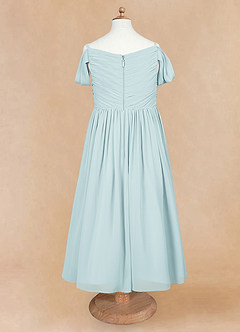 Azazie Chelle Flower Girl Dresses Mist A-Line Pleated Chiffon Dress image6
