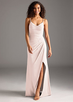 Azazie Deandra Brudtärnklänningar Klä av Sjöjungfru i Chiffong Plisserad Rosenblad image5