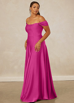 Christian Siriano Bridal for Azazie 1002 Bridesmaid Dresses Fuchsia A-Line Off the Shoulder Stretch Satin Convertible Dress image12