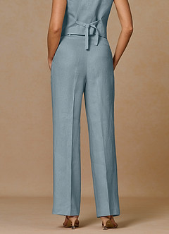 front Belicia Dusty Blue 100% Linen Pants