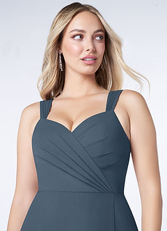 Azazie Nahrin Bridesmaid Dresses Neptune A-Line V-Neck Pleated Chiffon Dress image5