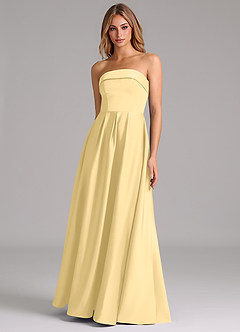 Azazie Lucienne Vestidos de damas de honor Vestido de Butter de Satén Elástico de Línea A Convertible con Sin tirantes image1