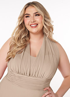 Azazie Fifi Bridesmaid Dresses Taupe A-Line Strapless Chiffon Convertible Dress image16