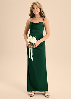 Azazie Mai Junior Dark Green A-Line Sweetheart Neckline Stretch Satin Dress image4