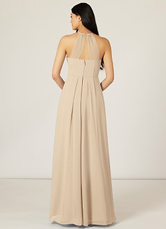 Azazie Sarah Bridesmaid Dresses Champagne Empire Pleated Chiffon Dress image2