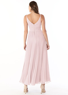 Azazie Raychelle Bridesmaid Dresses Blushing Pink A-Line V-Neck Chiffon Dress image2