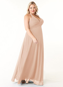 Azazie Tessie Bridesmaid Dresses English Rose A-Line V-Neck Pleated Chiffon Dress image11