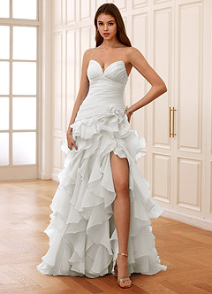 Christabelle White Corset Rhinestone Sheer Lace Prom Dress image3