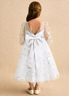 Azazie Elowen Flower Girl Dresses White A-Line Sweetheart Neckline Lace Dress image2