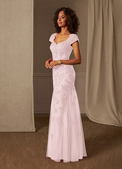 Azazie Marbella Mother of the Bride Dresses Mermaid Queen Anne Sequins Lace Floor-Length Dress image3