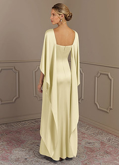 Azazie Eli Mother of the Bride Dresses Lemon Sorbet Sheath Boatneck Stretch Satin Dress image2