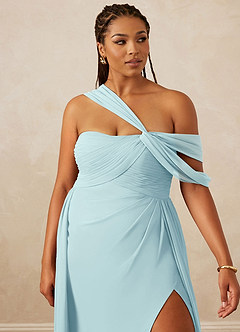 Christian Siriano Bridal for Azazie 1014 Bridesmaid Dresses Sea Glass A-Line Off the Shoulder Chiffon Dress image15