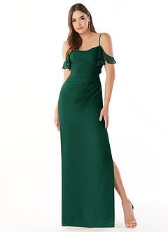 Azazie Emeralda Jurken voor bruidsmeisjes Jurk van Chiffon met Kolom Off the Shoulder Smaragd image3