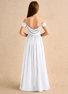 Azazie Shia Junior Formal Flower Girl Dresses White A-Line Off the Shoulder Chiffon Dress image1