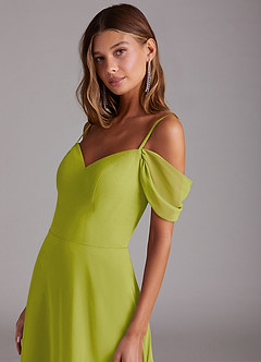 Azazie Marley Bridesmaid Dresses Lemongrass A-Line Off the Shoulder Chiffon Convertible Dress image8