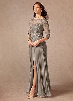 Azazie Corinne Mother of the Bride Dresses Taupe A-Line Sequins Chiffon Dress image5