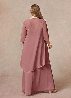 Azazie Weisz Mother of the Bride Dresses Desert Rose A-Line Square Neckline Pleated Chiffon Dress image2