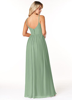 Azazie Rayna Bridesmaid Dresses Matcha A-Line V-Neck Pleated Chiffon Dress image2