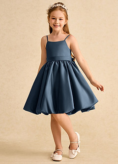 Azazie Davine Flower Girl Dresses Neptune A-Line Spaghetti Strap Matte Satin Dress image5