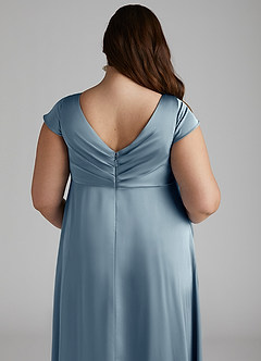 Azazie Allessia Maternity Bridesmaid Dresses A-Line Pleated Stretch Satin Floor-Length Dress image13