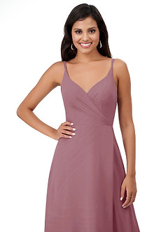 Azazie Lennon Bridesmaid Dresses Vintage Mauve A-Line Lace Chiffon Dress image6