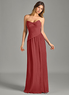 Azazie Becka Bridesmaid Dresses Rust A-Line Strapless Chiffon Dress image4