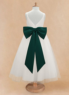 Azazie Lea Flower Girl Dresses Pine A-Line Spaghetti Strap Tulle Dress image7