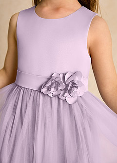 Azazie Miracle Flower Girl Dresses Frosted Lilac A-Line Bow Matte Satin Dress image6