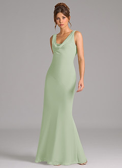 Azazie Rylina Bridesmaid Dresses Dusty Sage Mermaid Pleated Chiffon Dress image5