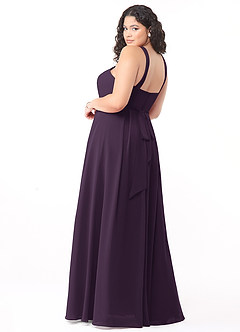 Azazie Dixie Bridesmaid Dresses Plum A-Line Halter Pleated Chiffon Dress image9