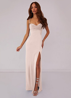 Barbie ♥ Azazie Bridesmaid Dresses Blushing Pink Mermaid Corset Stretch Satin Dress image1