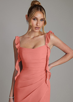Azazie Jessamine Bridesmaid Dresses Salmon Pink Mermaid Corset Chiffon Dress image3
