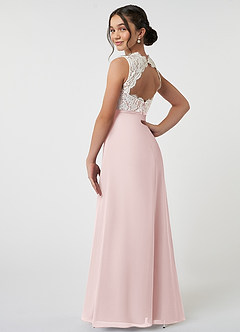 Azazie Rana Junior Blushing Pink A-Line Lace Chiffon Dress image4
