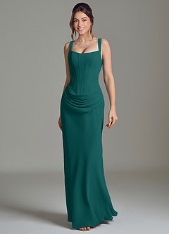 Azazie Niamh Bridesmaid Dresses Peacock Mermaid Corset Chiffon Dress image4