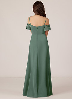 Azazie Juna Junior Eucalyptus A-Line Off the Shoulder Chiffon Dress image2