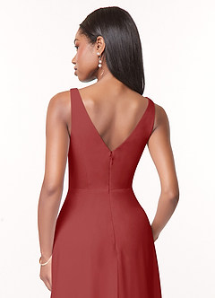 Azazie Nala Bridesmaid Dresses Rust A-Line Pleated Chiffon Dress image5
