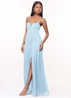 Azazie Marsol Bridesmaid Dresses Sky Blue A-Line Corset Mesh Dress image3